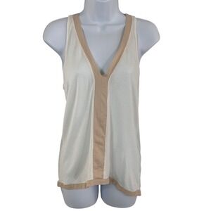 Bella Luxx Womens XS White Silk Trim V-Neck Racerback Tank Top Colorblock Summer